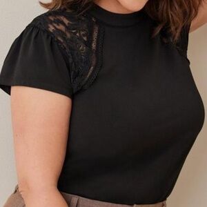 Torrid Black Jersey Lace Inset Top NWT size 5 (30)